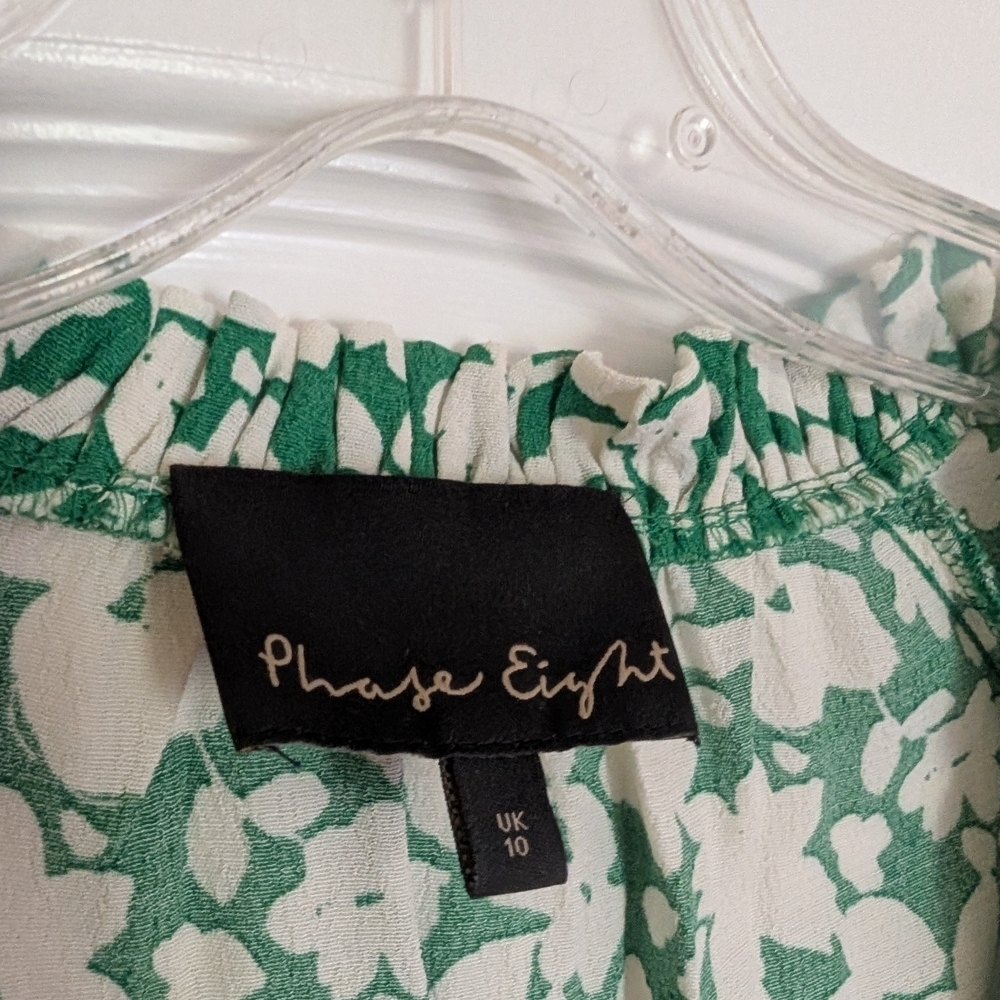Phase Eight UK 10 Us 6 Floral Green and White Dress - Picture 5 of 10